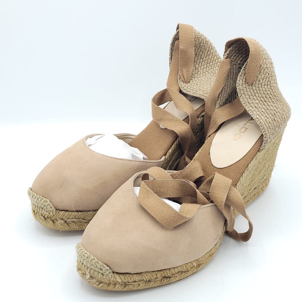 ALDO espadrille wedge tan biege women's size 10